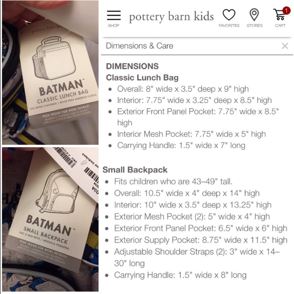 SOLD—NWT PB Kid’s Batman Backpack & Lunch-bag - Picture 7 of 7